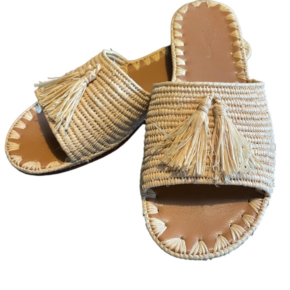 CARRIE FORBES Adam Woven Raffia Slide Sandal Size 7/37 - Picture 3 of 13